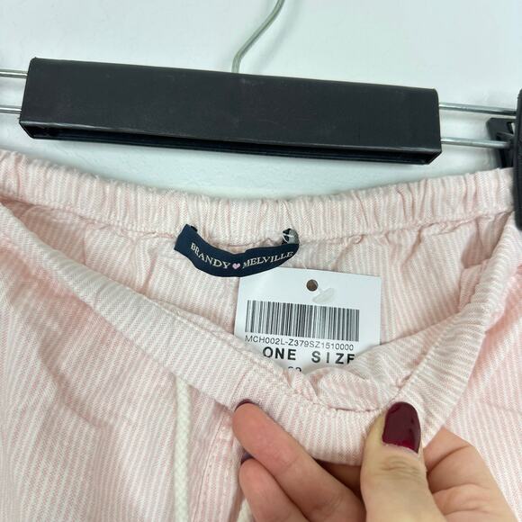 NWT Brandy Melville Nanda Striped Pants in Pink One Size - Picture 6 of 6